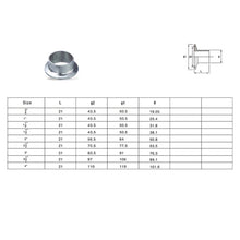 Load image into Gallery viewer, Tri Clamp Stainless Steel SUS 304 Sanitary Weld On Ferrule Size 1/2”- 4”