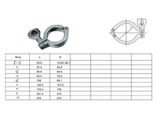 Load image into Gallery viewer, Stainless Steel 304 Sanitary Tri-Clamp Fittings Clamp  for Pipe  Size 3/4&quot; ~ 4&quot;