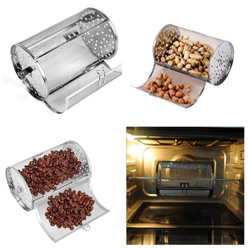 Coffee Beans & Nuts Rotisserie Grill Roaster Drum Oven Stainless Steel Basket