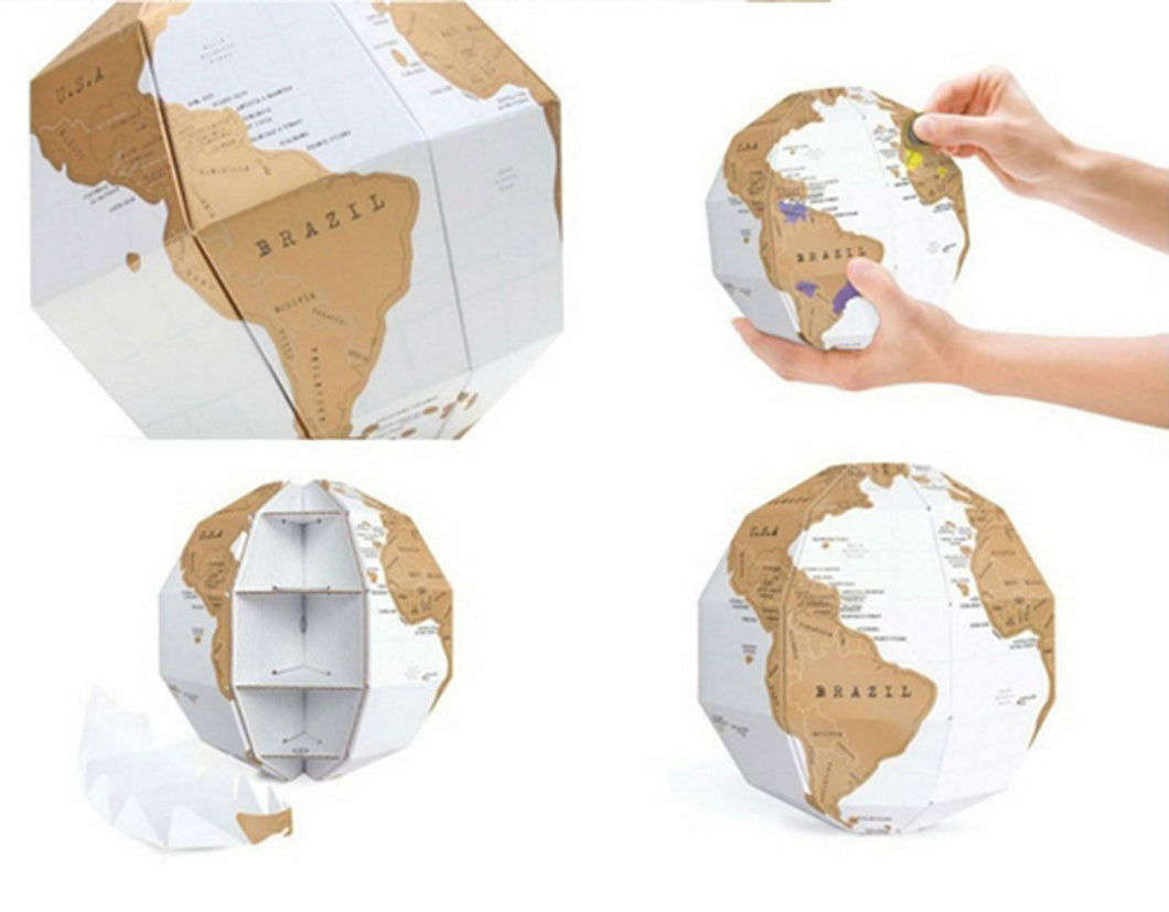 3D Scratch Off Vertical Global World Map DIY Puzzle Game Assemble Trip Planner