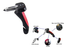 Load image into Gallery viewer, Car Cane Portable Handle with LED Flashlight, Glass Breaker &amp; Belt Cutter