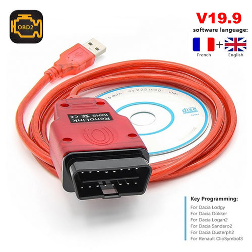 Renolink V1.99 Renault ECU Programmer Key Coding UCH OBD2 Cable