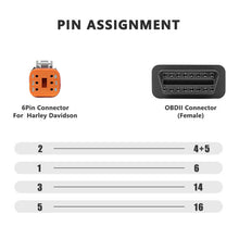 Load image into Gallery viewer, OBD2 Diagnostic Cable For Harley Davidson Motorcycle 6 Pin to 16 Pin Adapter