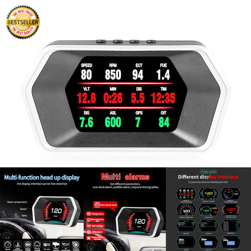 Car OBD2 GPS Head Up Display Smart Digital Meter HD Digital Display Alarm System