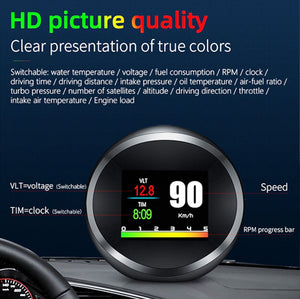 Universal Car OBD2 GPS Head Up Display Smart Digital Gauge Display Alarm System