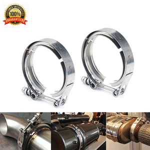 2pc Set Stainless Steel V-Band Clamp & Flange Kit for Turbo Downpipe Exhaust