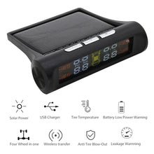 Load image into Gallery viewer, Wireless Solar TPMS LCD Car Tire Pressure Monitoring System &amp; 4 External Sensors