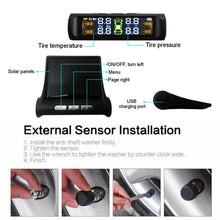 Load image into Gallery viewer, Wireless Solar TPMS LCD Car Tire Pressure Monitoring System &amp; 4 External Sensors