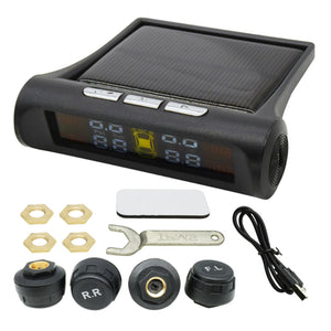 Wireless Solar TPMS LCD Car Tire Pressure Monitoring System & 4 External Sensors