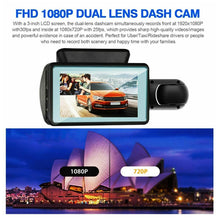 Load image into Gallery viewer, Car HD 1080P Dash Cam Video Recorder with Front and Inside Camera &amp; G-Sensor