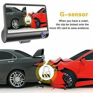Car HD 1080P Dash Cam 4”Video Recorder G-Sensor with Front and Inside & Rear Camera