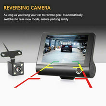 Load image into Gallery viewer, Car HD 1080P Dash Cam 4”Video Recorder G-Sensor with Front and Inside &amp; Rear Camera