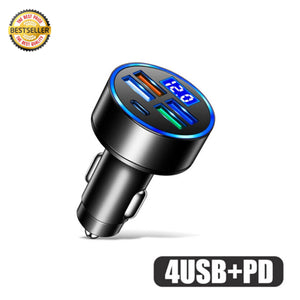 Universal USB & Type-C PD Car Auxiliary Power Fast LED Mobile Charger Adapter