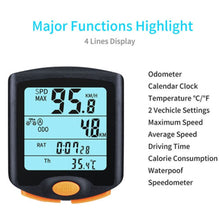 Load image into Gallery viewer, Bicycle Cycling LCD Speedometer Mileage Time  Temp Bike Monitoring with Backlight