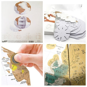 3D Scratch Off Vertical Global World Map DIY Puzzle Game Assemble Trip Planner