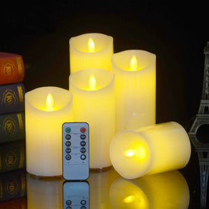 Flickering Moving Wick Flameless Pillar Candle LED with Remote Control / Bougie de pilier sans flamme à mèche mobile scintillante LED avec télécommande