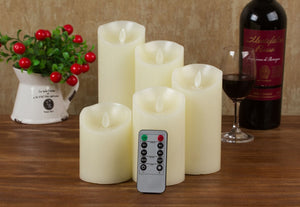 Flickering Moving Wick Flameless Pillar Candle LED with Remote Control / Bougie de pilier sans flamme à mèche mobile scintillante LED avec télécommande