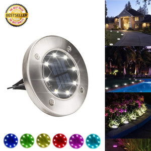 Solar Powered Waterproof Stainless Steel Landscape Color Changed 8 LED Garden Light