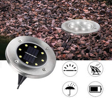 Load image into Gallery viewer, Solar Powered Waterproof Stainless Steel Landscape Color Changed 8 LED Garden Light