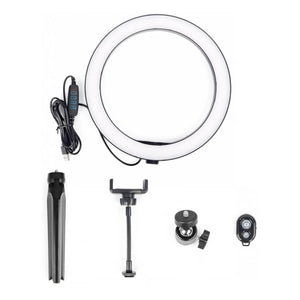 New 10” Selfie Ring LED Dimmable Light with Tripod Stand & Cell Phone Holder w Bluetooth Remote