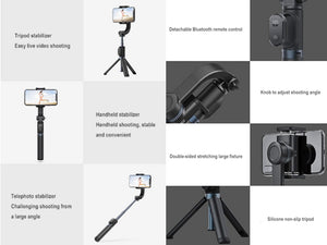 3 in 1 Gimbal-Tripod-Selfie Stick 360 Stabilizing SmartPhone Rig with Bluetooth Remote