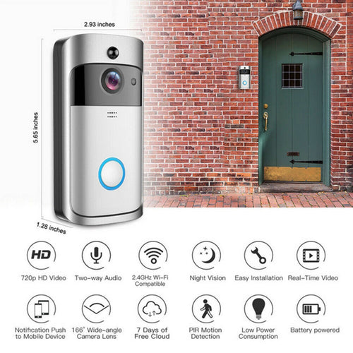 Wireless Video Doorbell Camera WiFi Smart Door Ring HD Intercom Bell Security