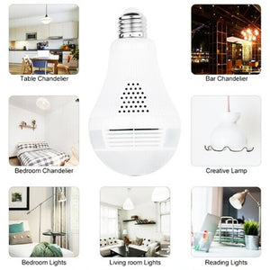 Panoramic 360° Fisheye 1080 HD Hidden Bulb Light WiFi Security Lamp Camera