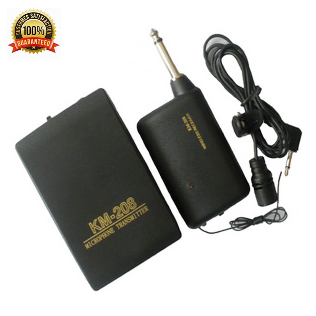 Wireless Microphone System Transmitter & Receiver Set With Lavalier Mic Lapel