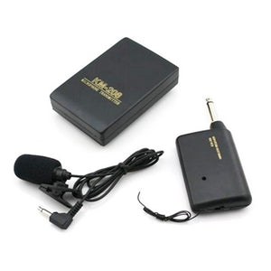 Wireless Microphone System Transmitter & Receiver Set With Lavalier Mic Lapel