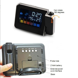 Digital Color Weather Station Alarm Clock Time LCD Projection