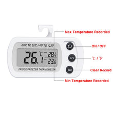 Load image into Gallery viewer, Digital Waterproof Freezer Thermometer Measure Temperature at Refrigerator Fridge