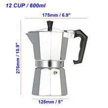 Load image into Gallery viewer, Aluminum Italian Espresso Coffee Stovetop Maker Moka Pot Percolator(1/3/6/9/12 Cup)