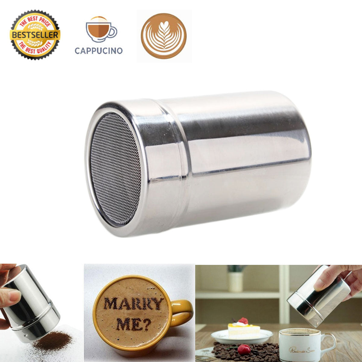 Cappuccino Decorating Tools + Mesh Shaker + Spoon SALE Cappuccino  Accessories Shop - BuyMoreCoffee.com