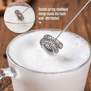 Handheld Electric Double Mesh Milk Frother Whisk Latte Cappuccino Barista Art
