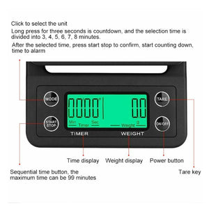 Digital Drip Coffee LCD Scales Kitchen Weighing Scale with Timer
