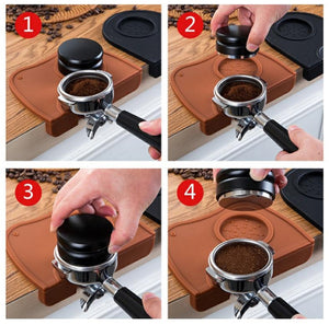 Silicone Expresso Coffee Tamper Mat Barista Art Station (Black / Brown Color)
