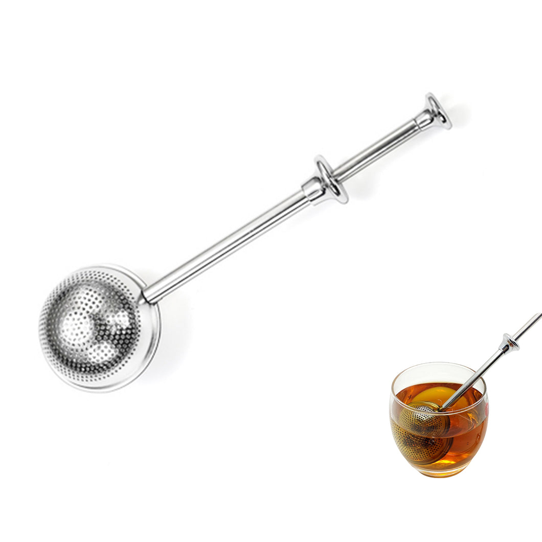 Stainless Steel Tea Infuser Ball Strainer Loose Leaf Basket with Push Handle