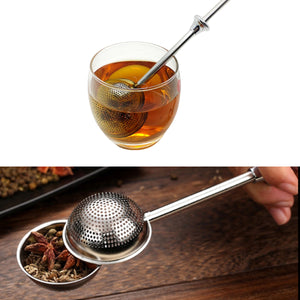 Stainless Steel Tea Infuser Ball Strainer Loose Leaf Basket with Push Handle
