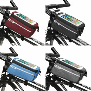 Waterproof Bicycle Bag Bike Frame Bag Bikepack with Touch Screen Top for Mobile Phone