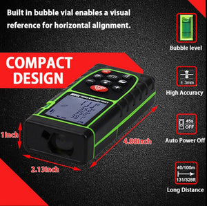 Handheld Digital Laser Point Distance Meter Measure Tape Range Finder (ft/m)