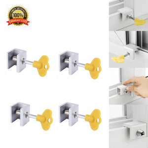 Pack of 4pc Adjustable Sliding Window Door Frame Security Lock Stopper