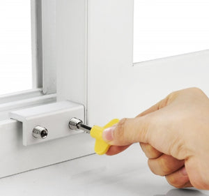 Pack of 4pc Adjustable Sliding Window Door Frame Double Bolt Security Lock Stopper