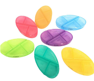 Portable Compact Organize Pill Vitamin Storage with 7 days Colorful Case