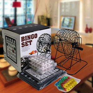 Complete Bingo Game Set Lotto Party Game 75 Balls,18 Cards & Cage